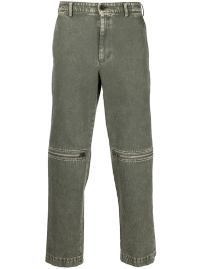 Black Comme Des Garçons Zip-detail Straight-leg Jeans In Green