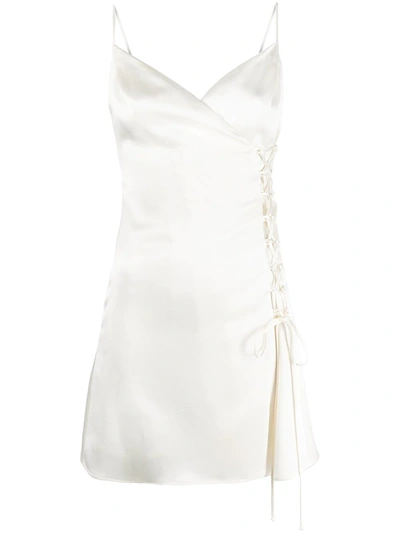 Raquette Lace-up-detail Slip Dress In White