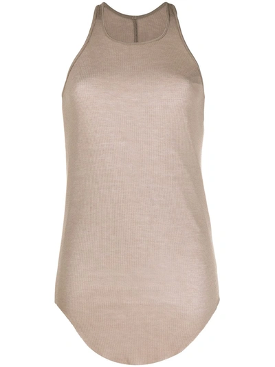 Rick Owens Curved-hem Ribbed-jersey Tank Top In Neutrals