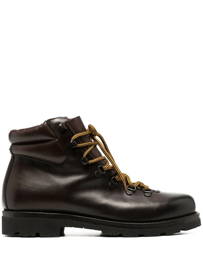 Scarosso Padded-ankle Lace-up Boots In Brown