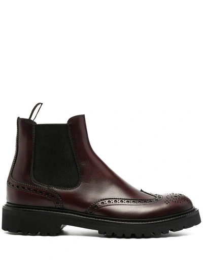 Scarosso Brogue-detail Ankle Boots In Red