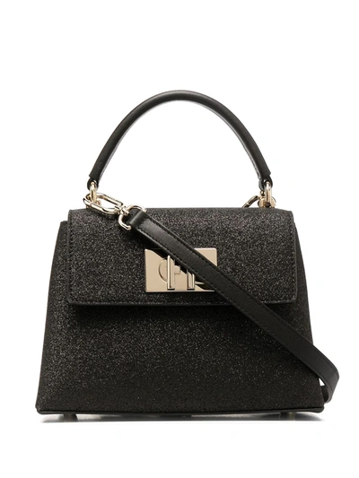 Furla Textured Leather Tote Bag In Black