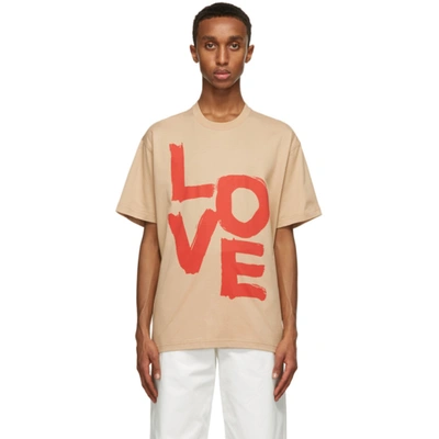 Burberry Love Print T-shirt In Beige,red