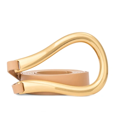 Bottega Veneta Horseshoe Buckle Double Strap Belt In Neutrals