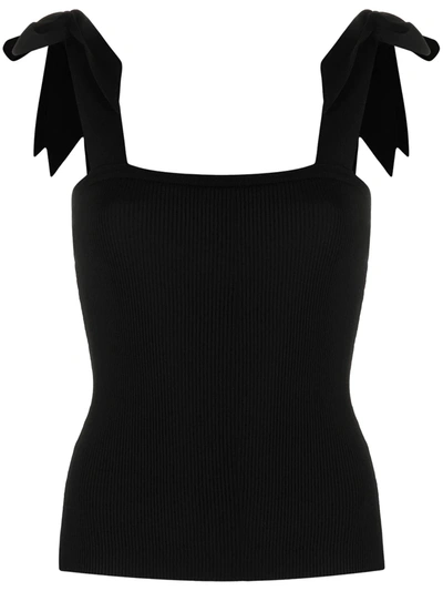 Zimmermann Lulu' Tie Shoulder Strap Square Neck Tank Top In Black