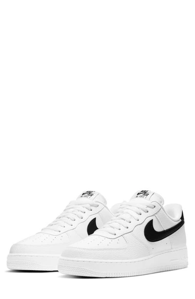 Nike Air Force 1 White And Black Leather Sneaker In White/black