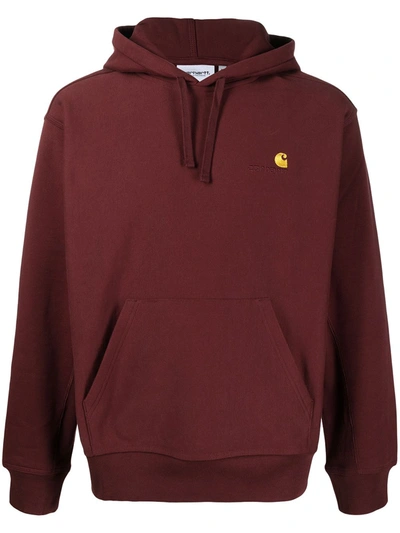 Carhartt American Script Embroidered Logo Hoodie In Red
