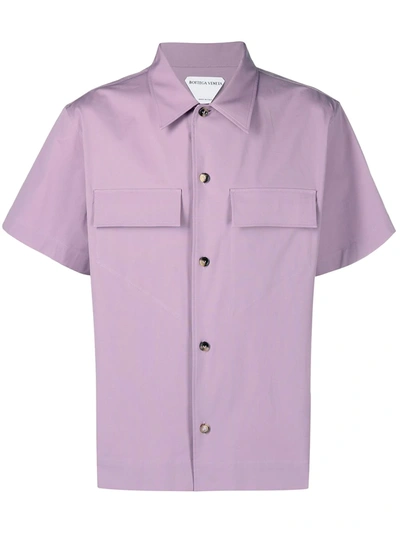 Bottega Veneta Flap Pockets Short-sleeve Shirt In Purple