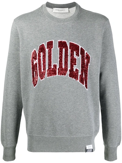 Golden Goose Archibald Regular Crewneck Rounded Sweatshirt In Grey,red