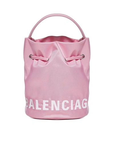 Balenciaga Wheel Drawstring Xs Bucket Bag In Pink