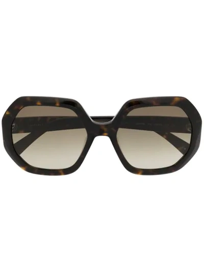 Longchamp Octagonal Oversize Sunglasses In Brown