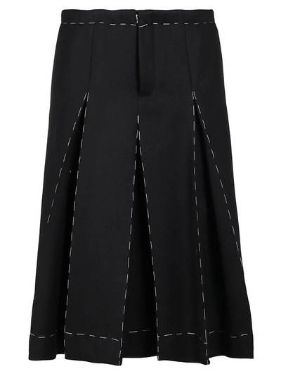 Maison Margiela Contrast Stitching Pleated Culottes In Black