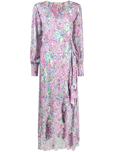 Melissa Odabash Floral-print Long-sleeved Maxi Dress In Purple