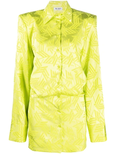 Attico Margot Mini Dress In Fluo Yellow In Green