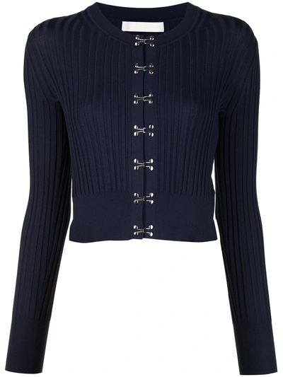Dion Lee Hook-fastening Ribbed Cardigan In Midnight Blue