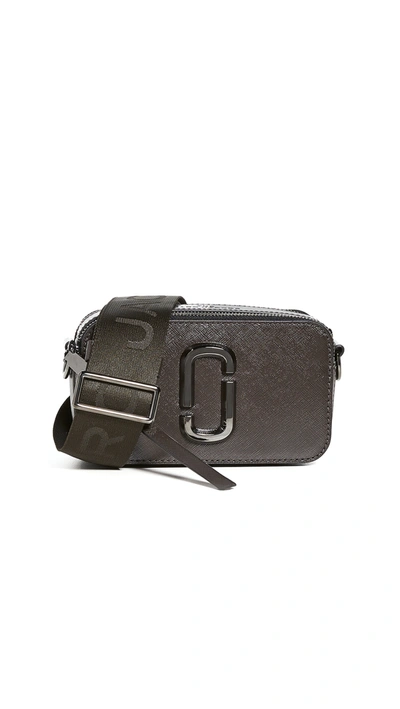 The Marc Jacobs The Snapshot Dtm Coated Leather Camera Bag In Ink Grey