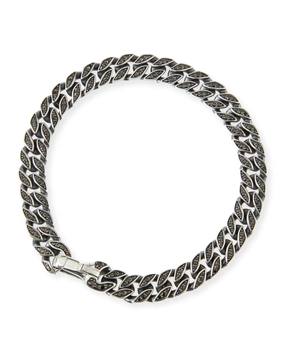 David Yurman Micro Curb Chain Bracelet With Black Diamonds