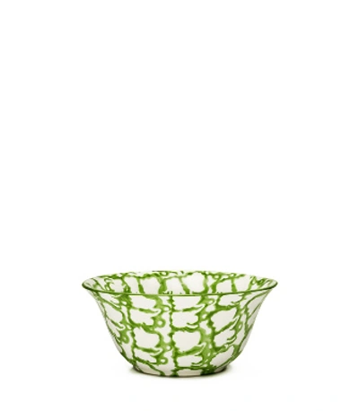 Tory Burch Spongeware Small Bowl, Set Of 4 In Green/smoke