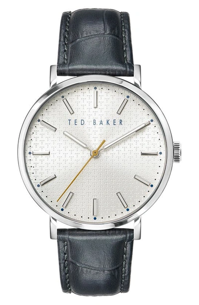 Ted Baker Phylipa Leather Strap Watch, 41mm In Grey