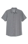 Zachary Prell Crause Regular Fit Knit Short Sleeve Button-up Shirt In Dark Grey