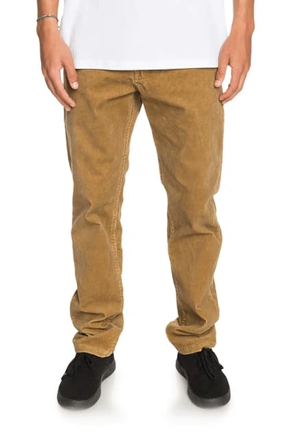 Quiksilver Kracker Straight Fit Corduroy Pants In Dull Gold