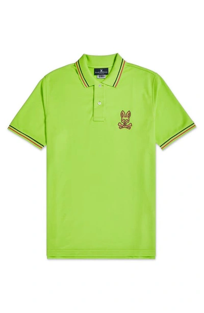 Psycho Bunny Hindlow Tipped Pique Polo In Neon Lime