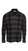 Faherty Legend Buffalo Check Flannel Button-up Shirt In Charcoal Black Buffalo