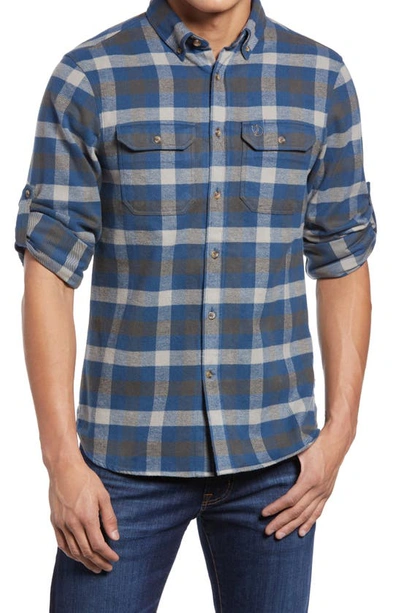 Fjall Raven Skog Trim Fit Plaid Cotton Flannel Button-down Shirt In Glacier Green