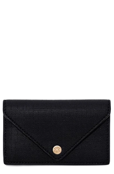 Dagne Dover Coated Canvas Card Case In Onyx