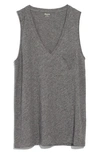 Madewell Whisper Cotton V-neck Tank In Heather Mercury