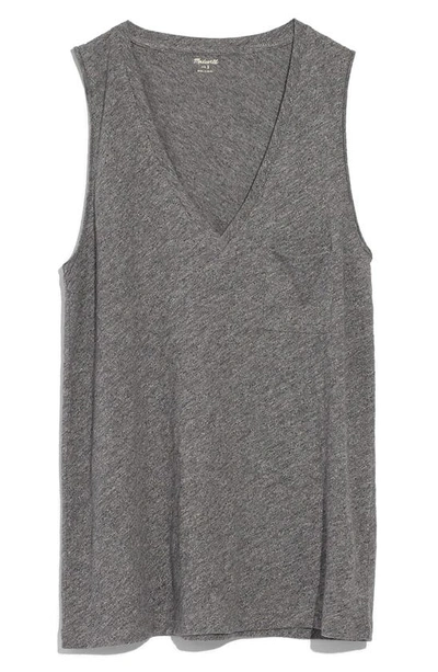 Madewell Whisper Cotton V-neck Tank In Heather Mercury