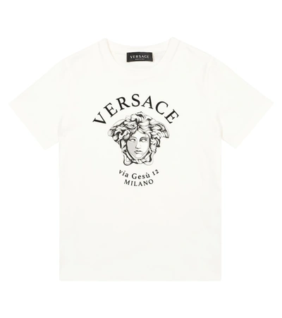 Versace Kids' Medusa Logo Graphic Tee In White-black