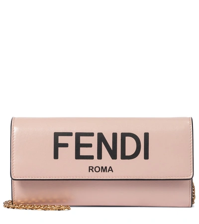 Fendi Leather Clutch In Pink