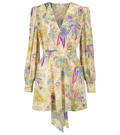 Etro Silk Crêpe De Chine Minidress In Yellow