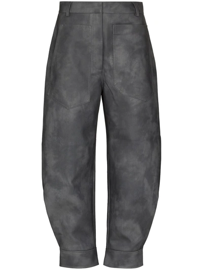 Tibi Tie-dye Tapered-leg Cropped Trousers In Grey