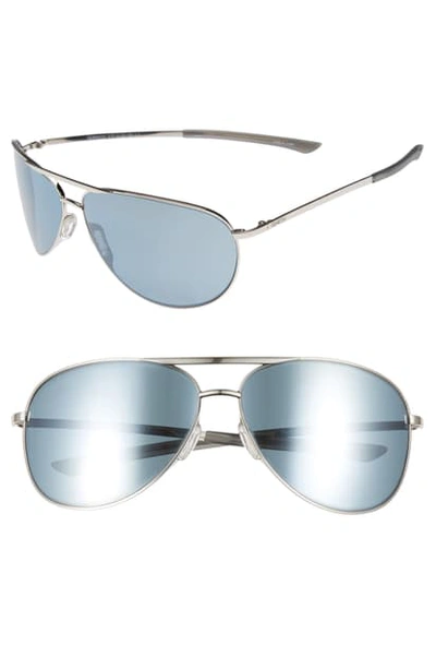Smith Serpico Slim 2.0 65mm Chromapop(tm) Polarized Aviator Sunglasses In Silver/ Platinum Polar