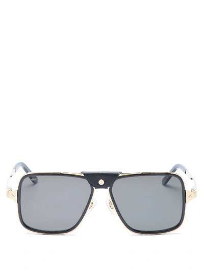 Cartier Men's Ct0034s Metal Aviator Sunglasses In Gray