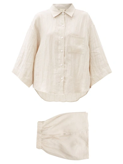 Deiji Studios + Net Sustain The 03 Washed-linen Shirt And Shorts Set In Cream