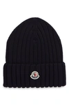 Moncler Rib Virgin Wool Beanie In 778 Navy