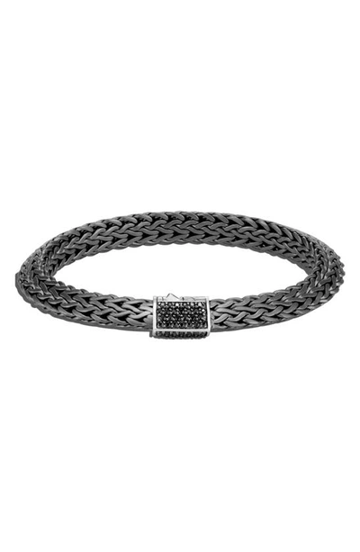 John Hardy Tiga Chain 8mm Bracelet In Silver/black Rhodium
