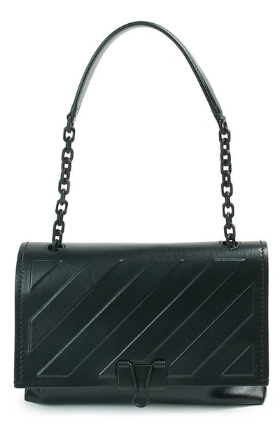 Off-white Medium Binder Clip Diagonal Embossed Leather Crossbody Bag In Black