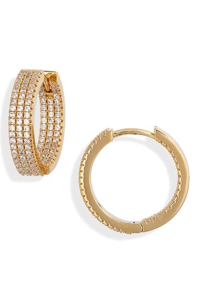 Nordstrom Pavé Huggie Hoops In Clear- Gold