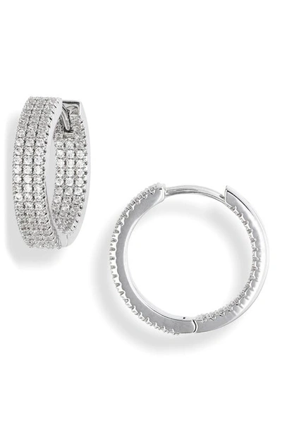 Nordstrom Pavé Huggie Hoops In Clear- Silver