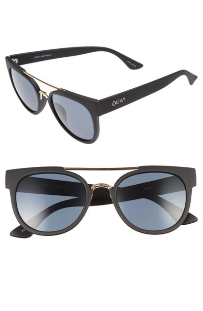 Quay Odin 55mm Round Sunglasses In Black/ Smoke Lens
