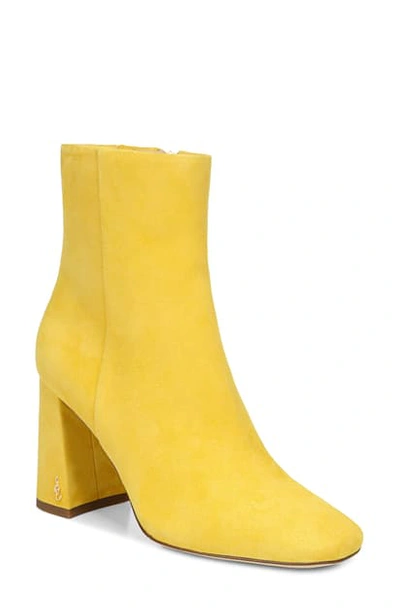 Sam Edelman Codie Square Toe Bootie In Sunny Yellow Leather