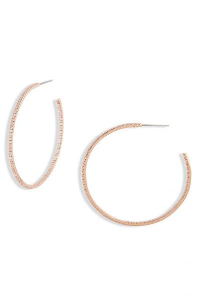 Nordstrom Pavé Cubic Zirconia Hoop Earrings In Clear- Rose Gold