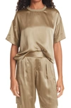 Atm Anthony Thomas Melillo Boy Cut Silk Charmeuse T-shirt In Soft Army