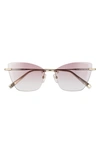 Longchamp 57mm Rimless Cat Eye Sunglasses In Gold/ Purple Gradient
