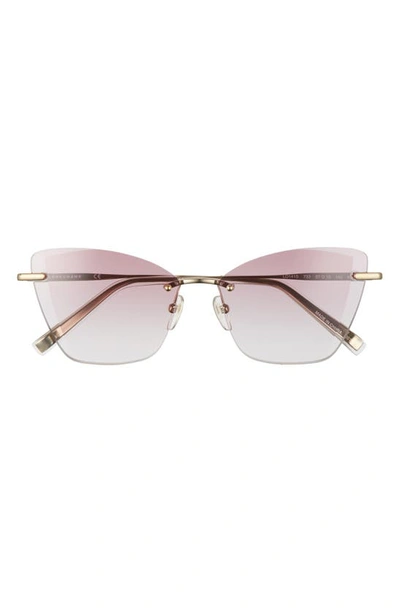 Longchamp 57mm Rimless Cat Eye Sunglasses In Gold/ Purple Gradient