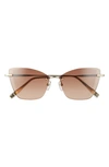 Longchamp 57mm Rimless Cat Eye Sunglasses In Gold/ Brown Gradient